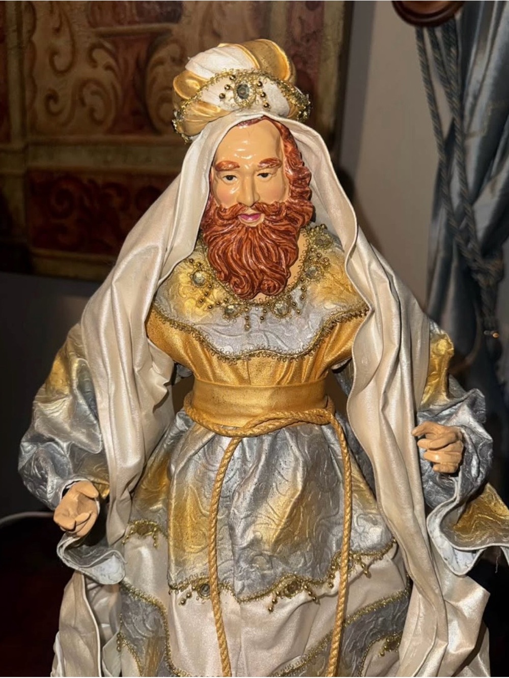 20” Elegant Three Wise Men Nativity Figures – Gold & Ivory Christmas Décor Set - Picture 4 of 6